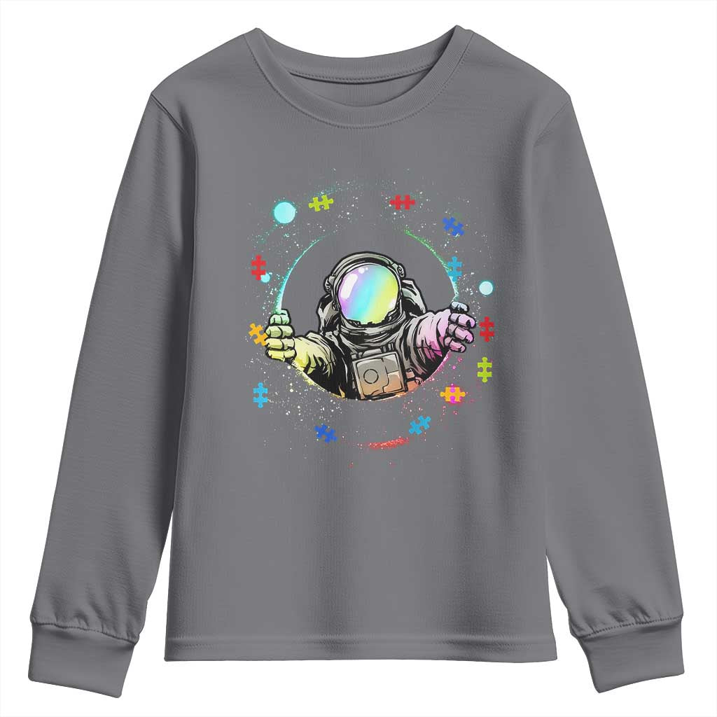 Astronaut Autism Support Youth Sweatshirt Space Autistic Kids Sped Teacher