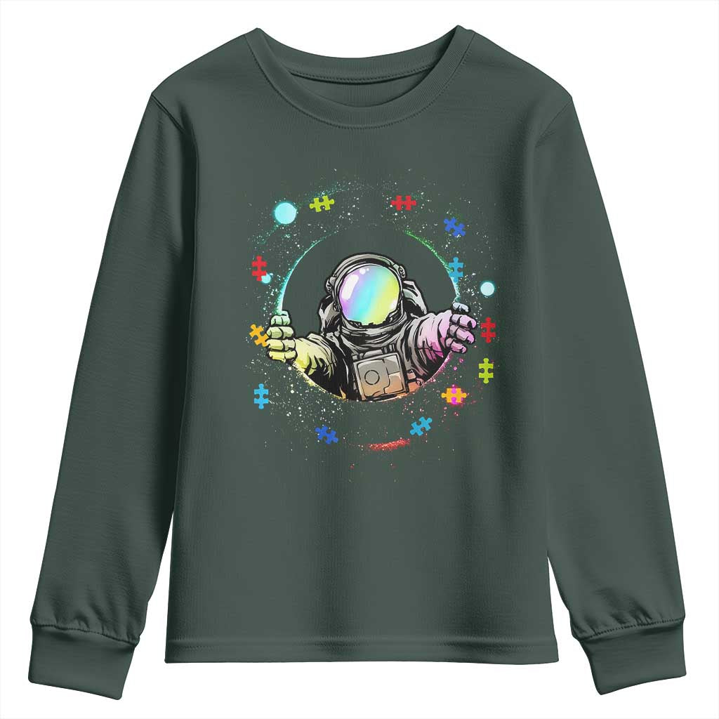 Astronaut Autism Support Youth Sweatshirt Space Autistic Kids Sped Teacher