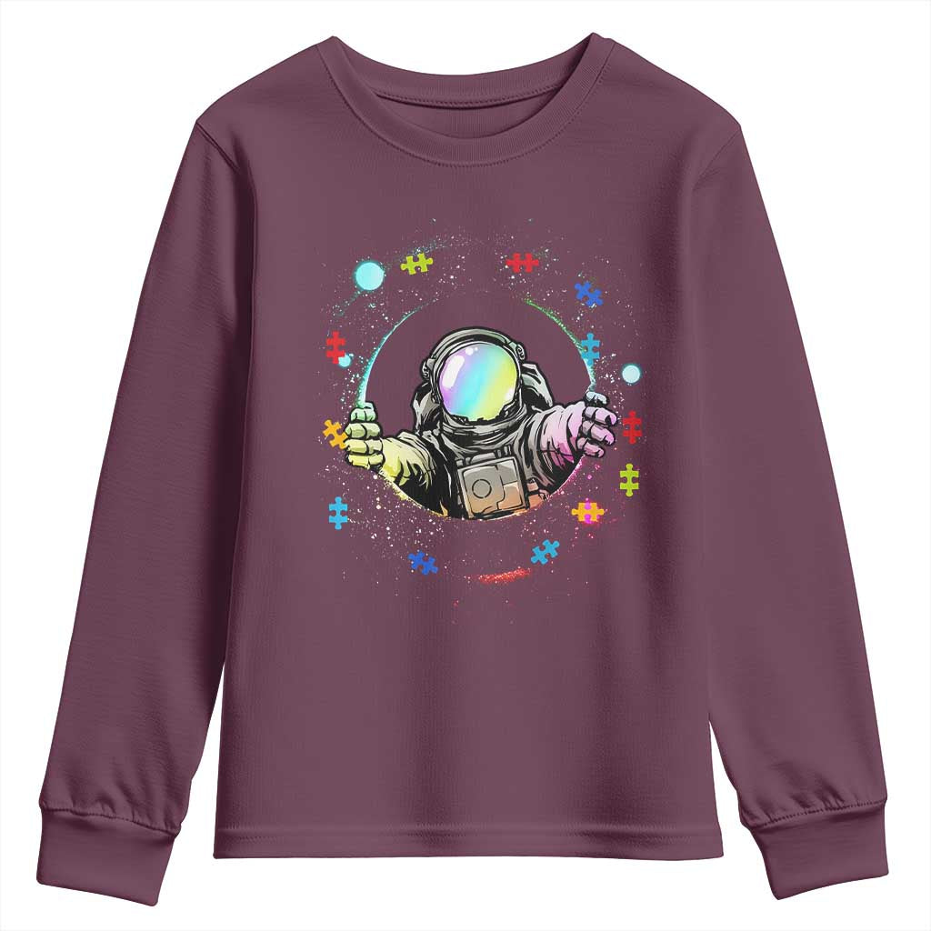 Astronaut Autism Support Youth Sweatshirt Space Autistic Kids Sped Teacher