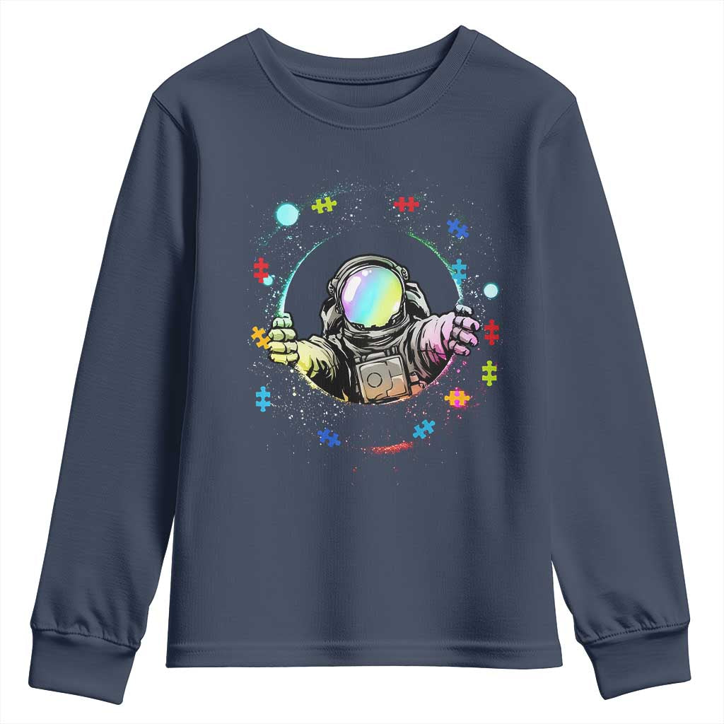 Astronaut Autism Support Youth Sweatshirt Space Autistic Kids Sped Teacher