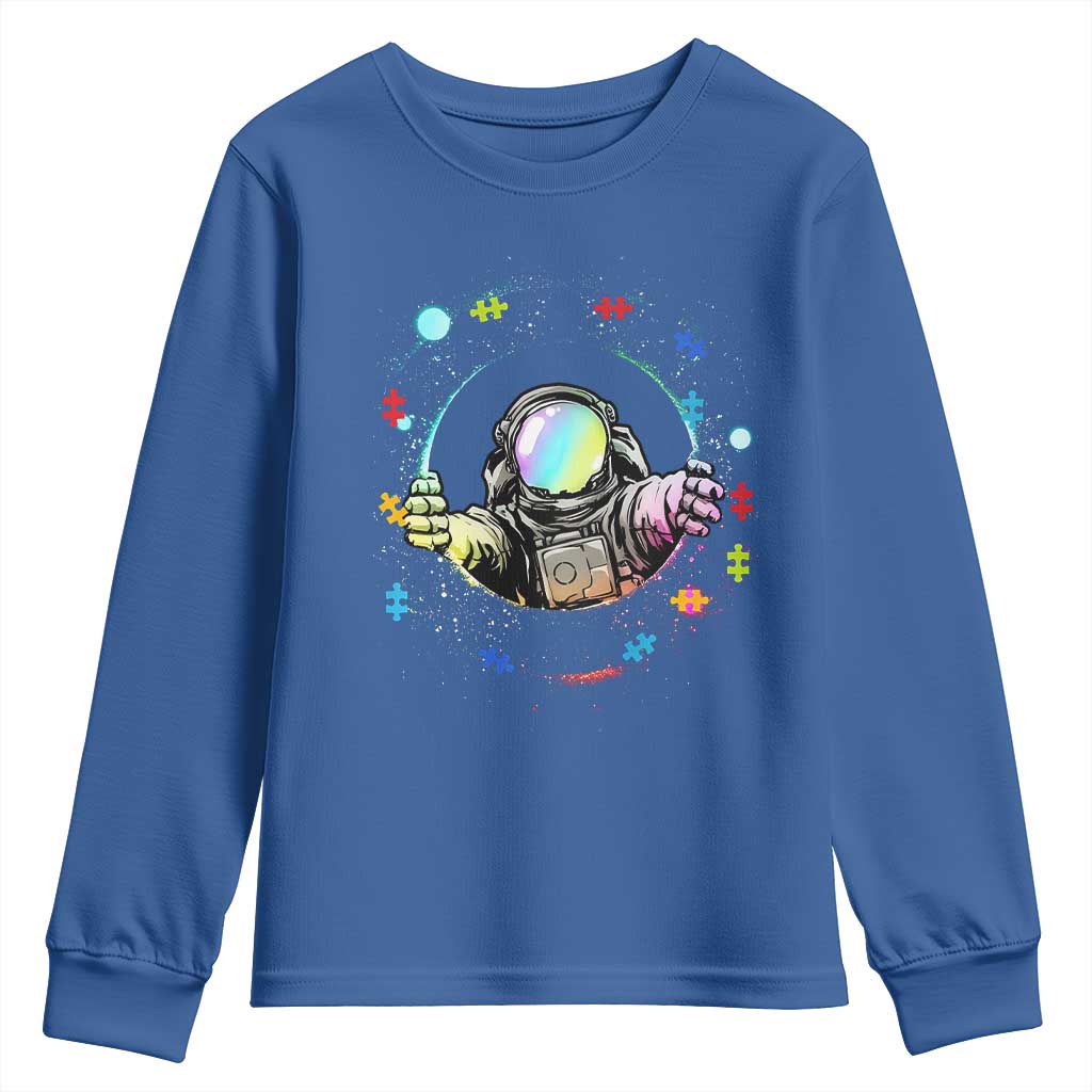 Astronaut Autism Support Youth Sweatshirt Space Autistic Kids Sped Teacher