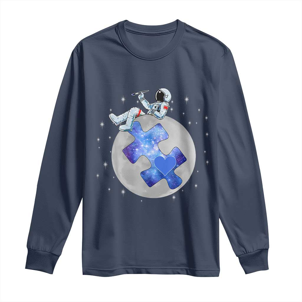Autism Support Astronaut Long Sleeve Shirt Space Stars Autistic Kids Sped Teacher