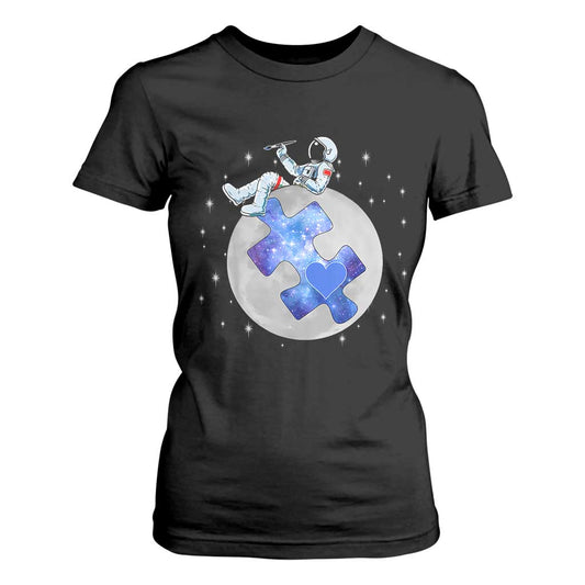 Autism Support Astronaut T Shirt For Women Space Stars Autistic Kids Sped Teacher