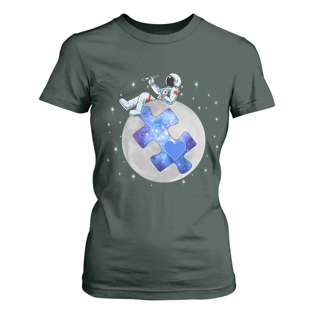 Autism Support Astronaut T Shirt For Women Space Stars Autistic Kids Sped Teacher