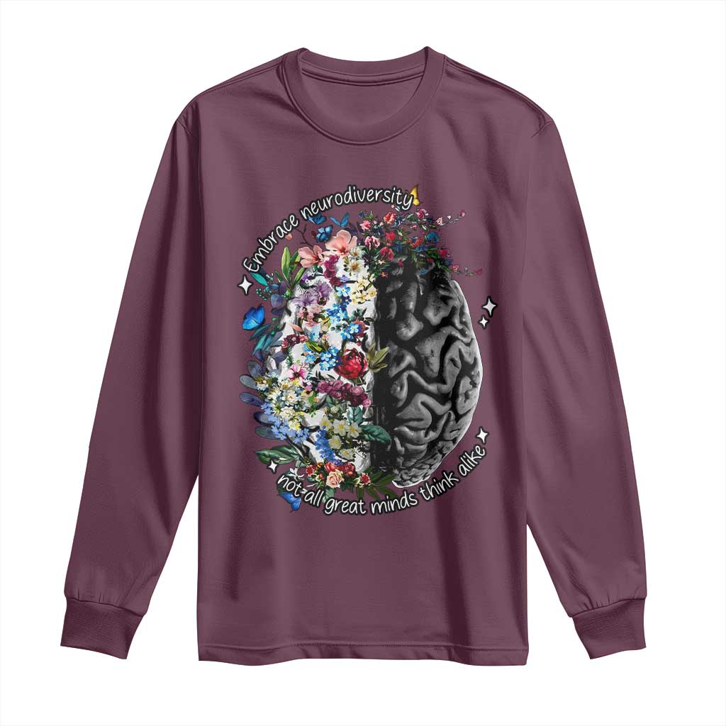 Autism Acceptance Long Sleeve Shirt Neurodiversity All Great Minds Don't Mind Alike
