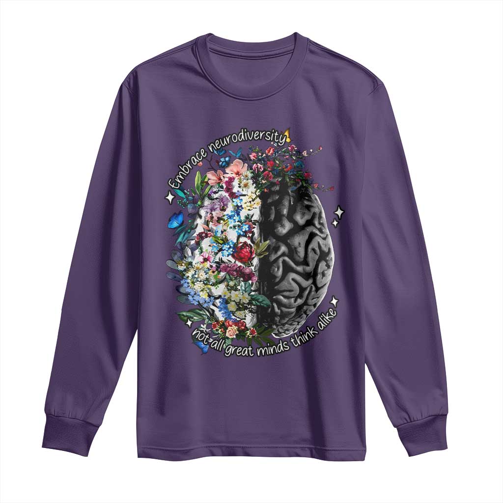 Autism Acceptance Long Sleeve Shirt Neurodiversity All Great Minds Don't Mind Alike