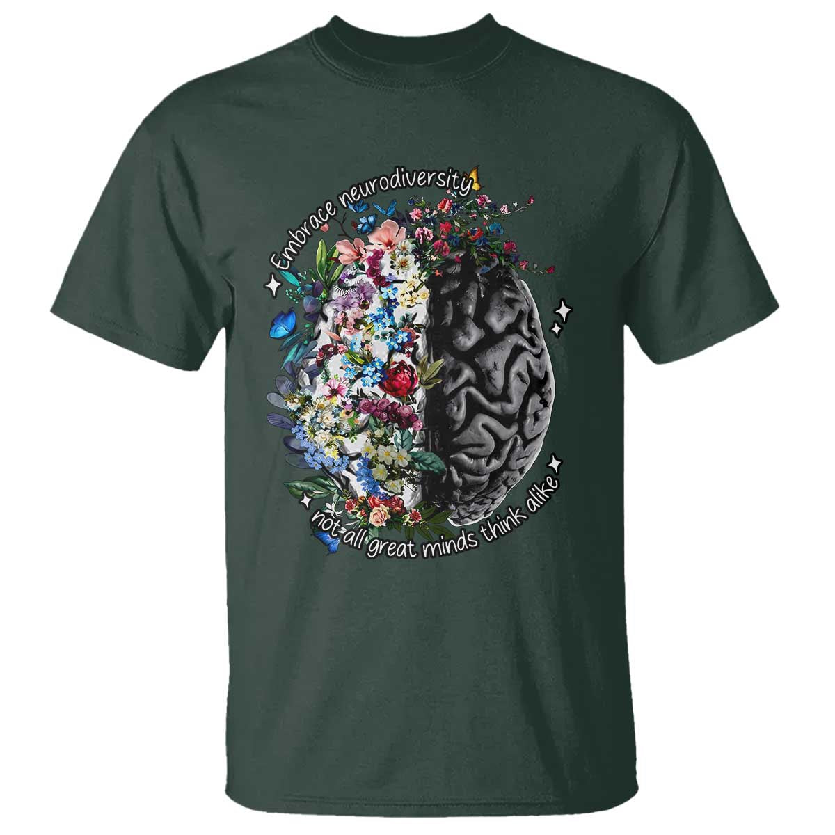 Autism Acceptance T Shirt Neurodiversity All Great Minds Don't Mind Alike