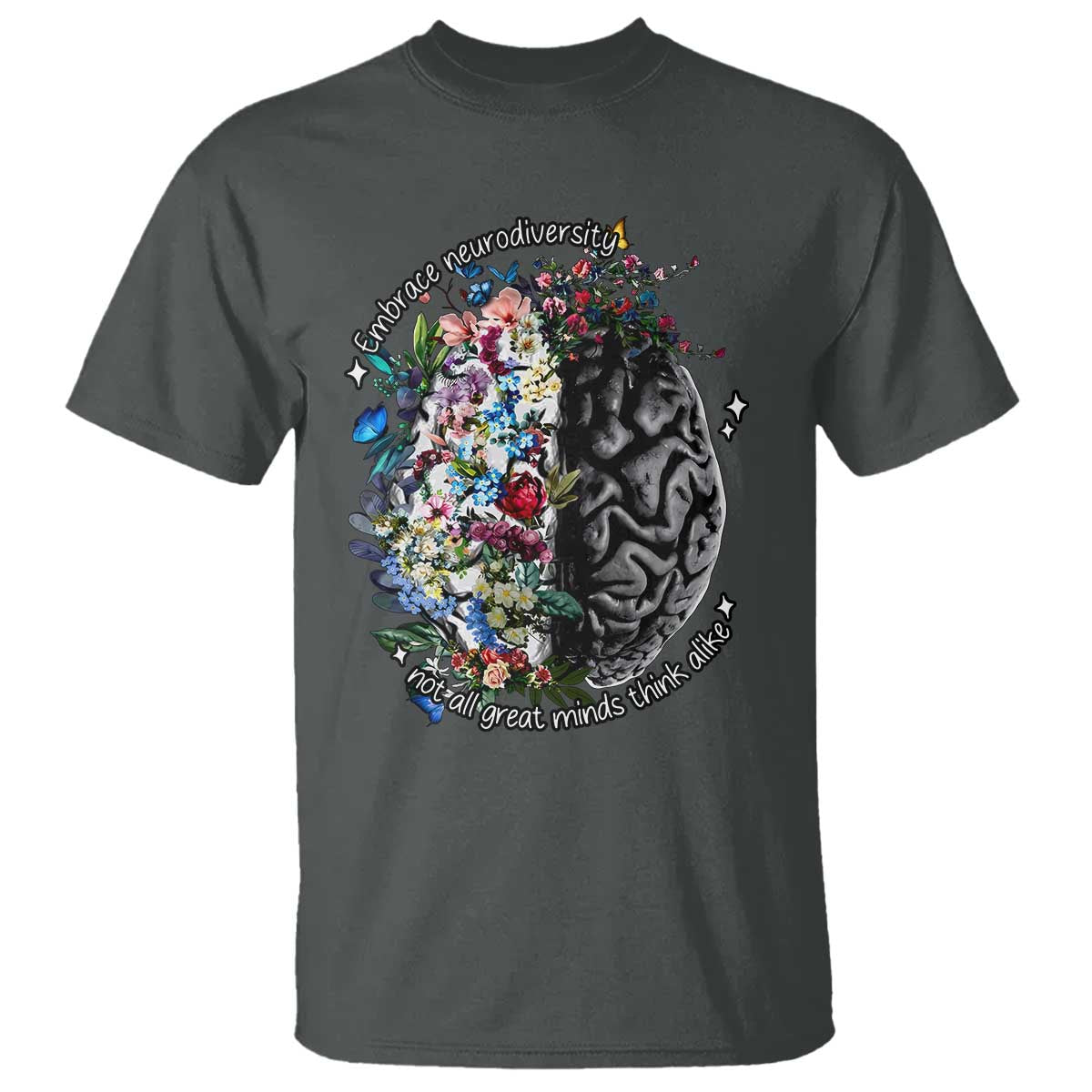 Autism Acceptance T Shirt Neurodiversity All Great Minds Don't Mind Alike