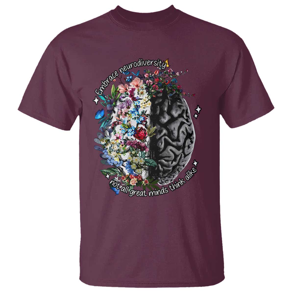 Autism Acceptance T Shirt Neurodiversity All Great Minds Don't Mind Alike