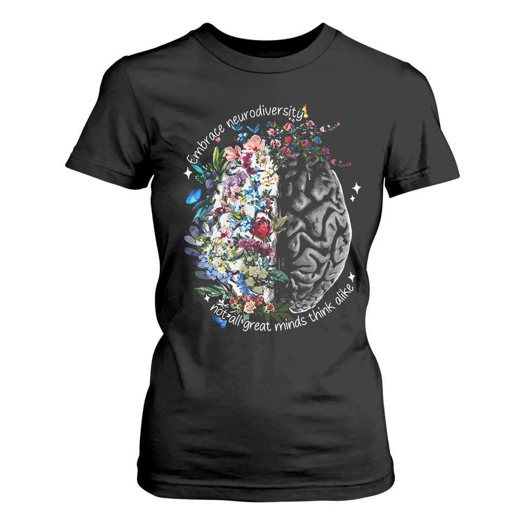 Autism Acceptance T Shirt For Women Neurodiversity All Great Minds Don't Mind Alike