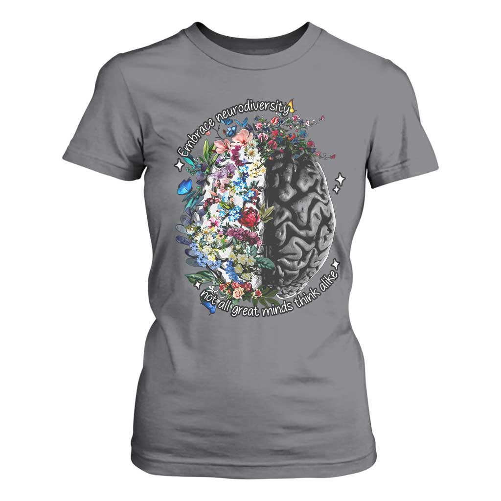 Autism Acceptance T Shirt For Women Neurodiversity All Great Minds Don't Mind Alike
