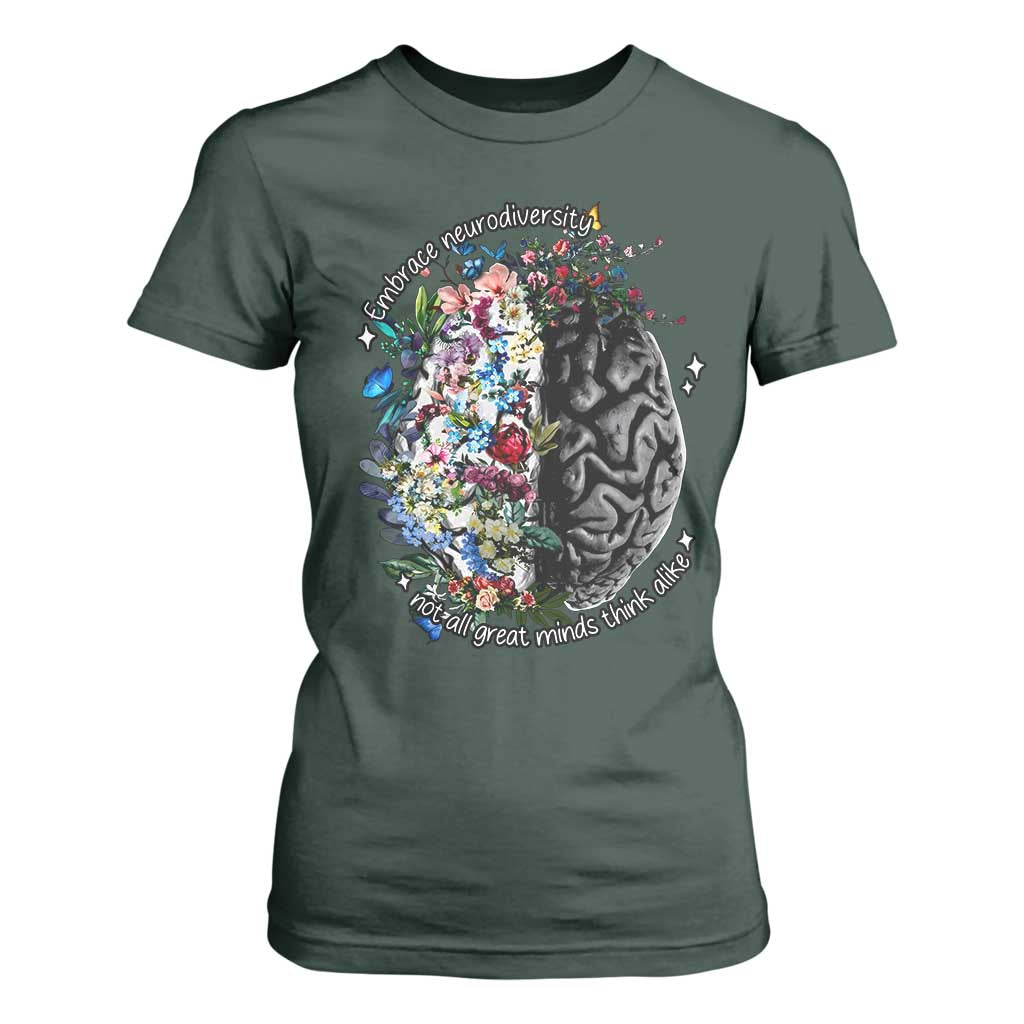 Autism Acceptance T Shirt For Women Neurodiversity All Great Minds Don't Mind Alike