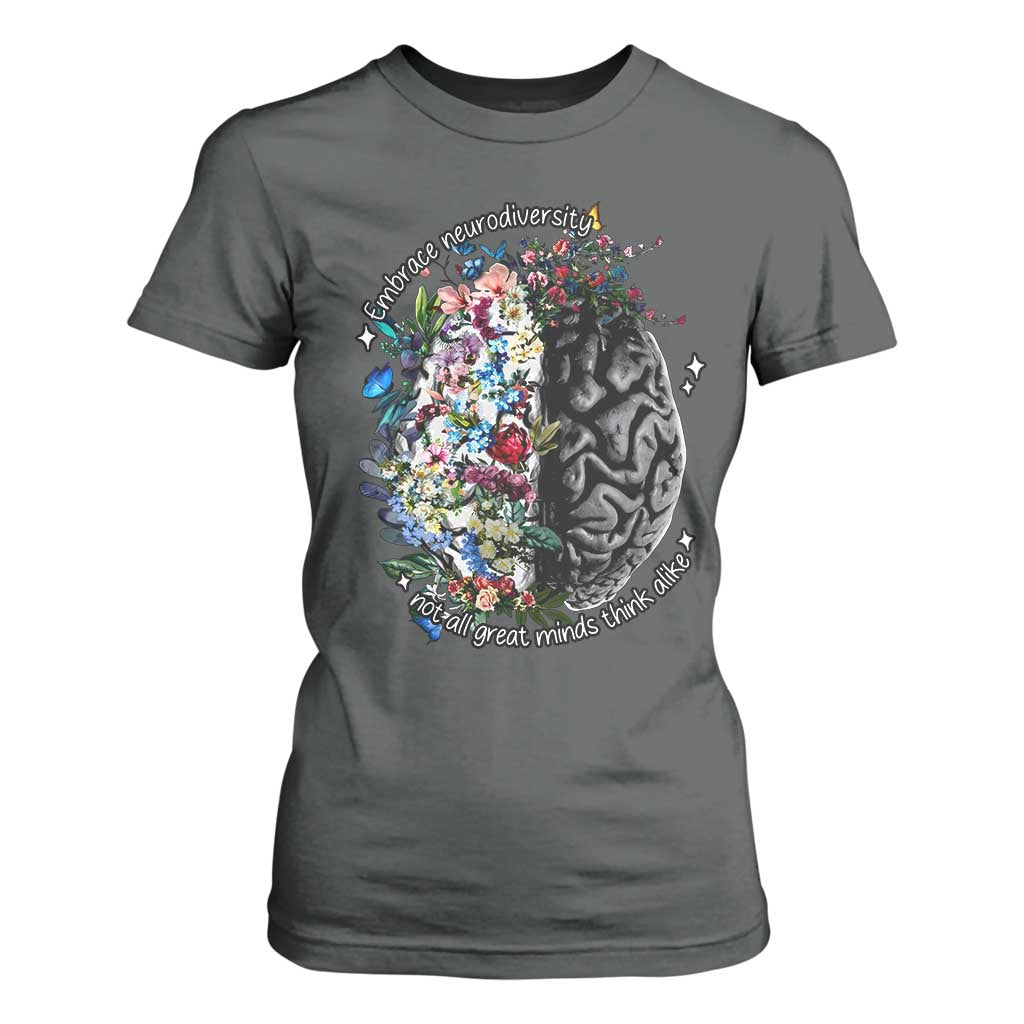 Autism Acceptance T Shirt For Women Neurodiversity All Great Minds Don't Mind Alike