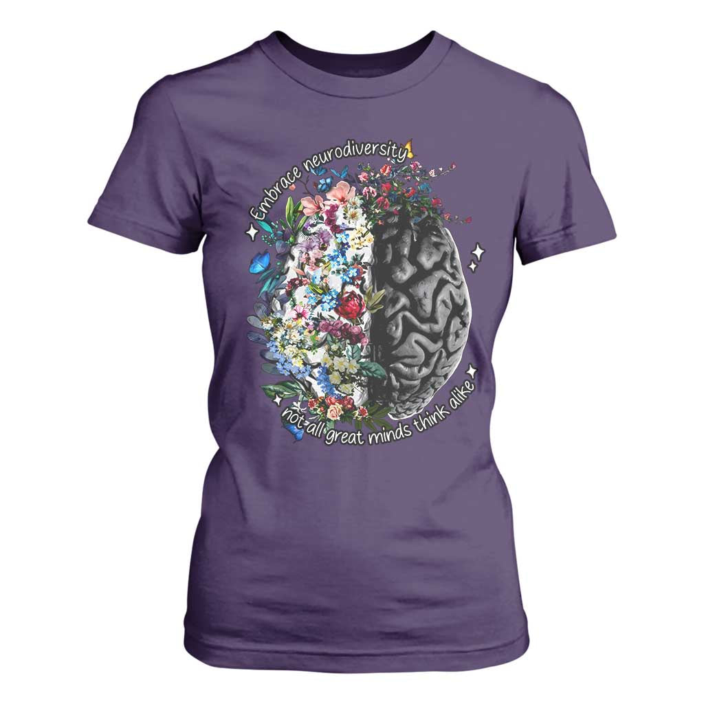Autism Acceptance T Shirt For Women Neurodiversity All Great Minds Don't Mind Alike