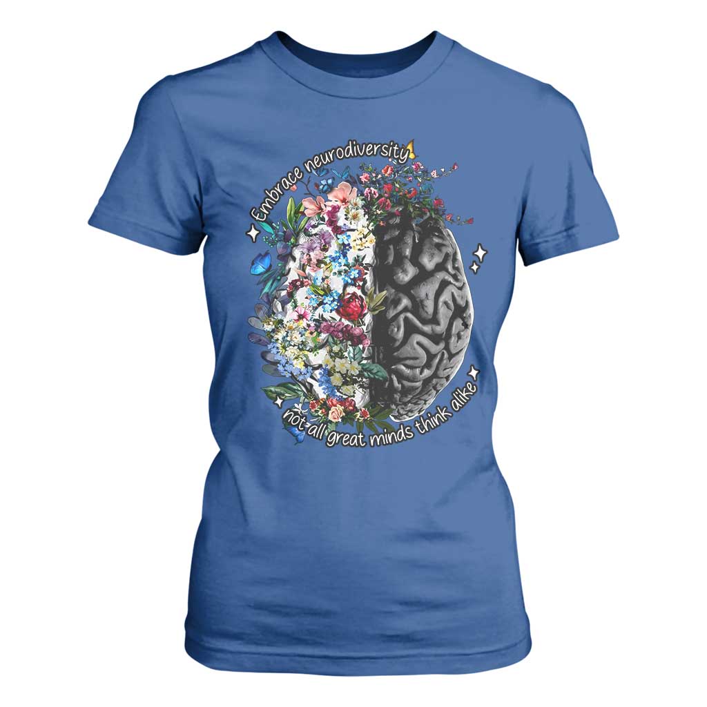 Autism Acceptance T Shirt For Women Neurodiversity All Great Minds Don't Mind Alike