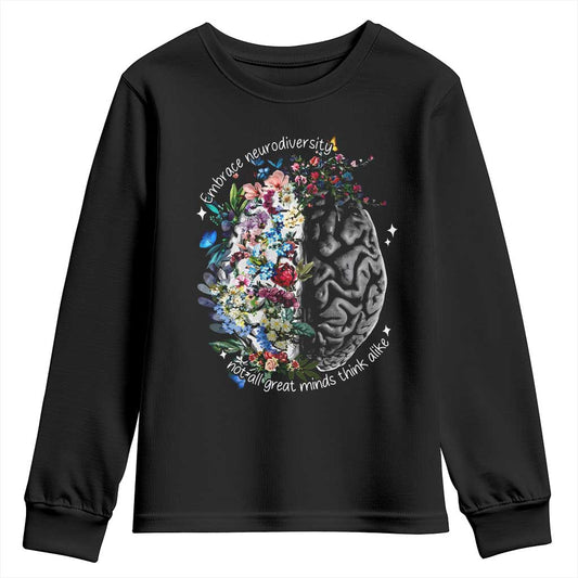 Autism Acceptance Youth Sweatshirt Neurodiversity All Great Minds Don't Mind Alike
