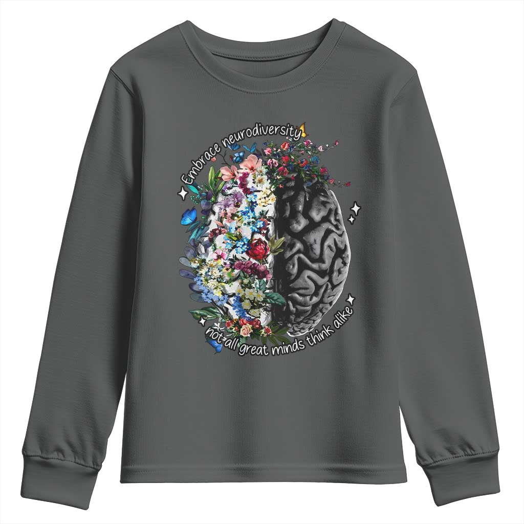 Autism Acceptance Youth Sweatshirt Neurodiversity All Great Minds Don't Mind Alike