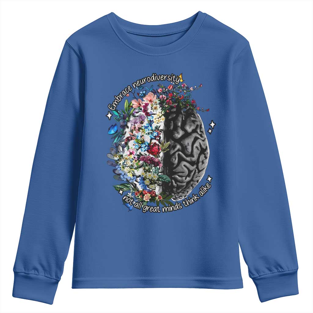 Autism Acceptance Youth Sweatshirt Neurodiversity All Great Minds Don't Mind Alike