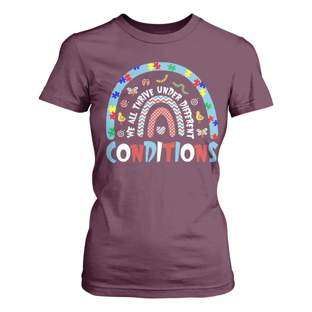 Autism Support T Shirt For Women Sped Education Teacher Rainbow Reading