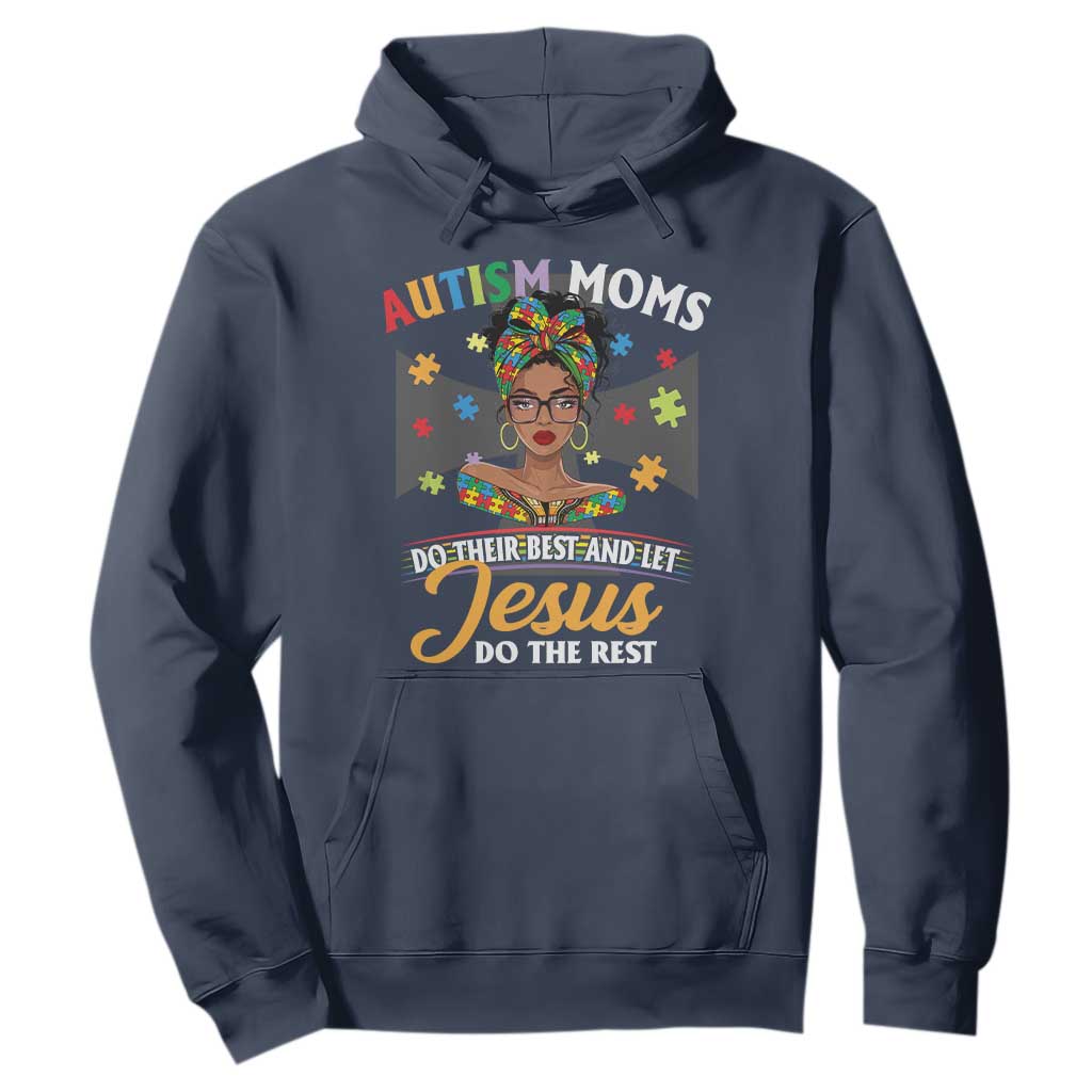 Afro Autism Mom Hoodie African American Autistic Black Mama Religious Cross