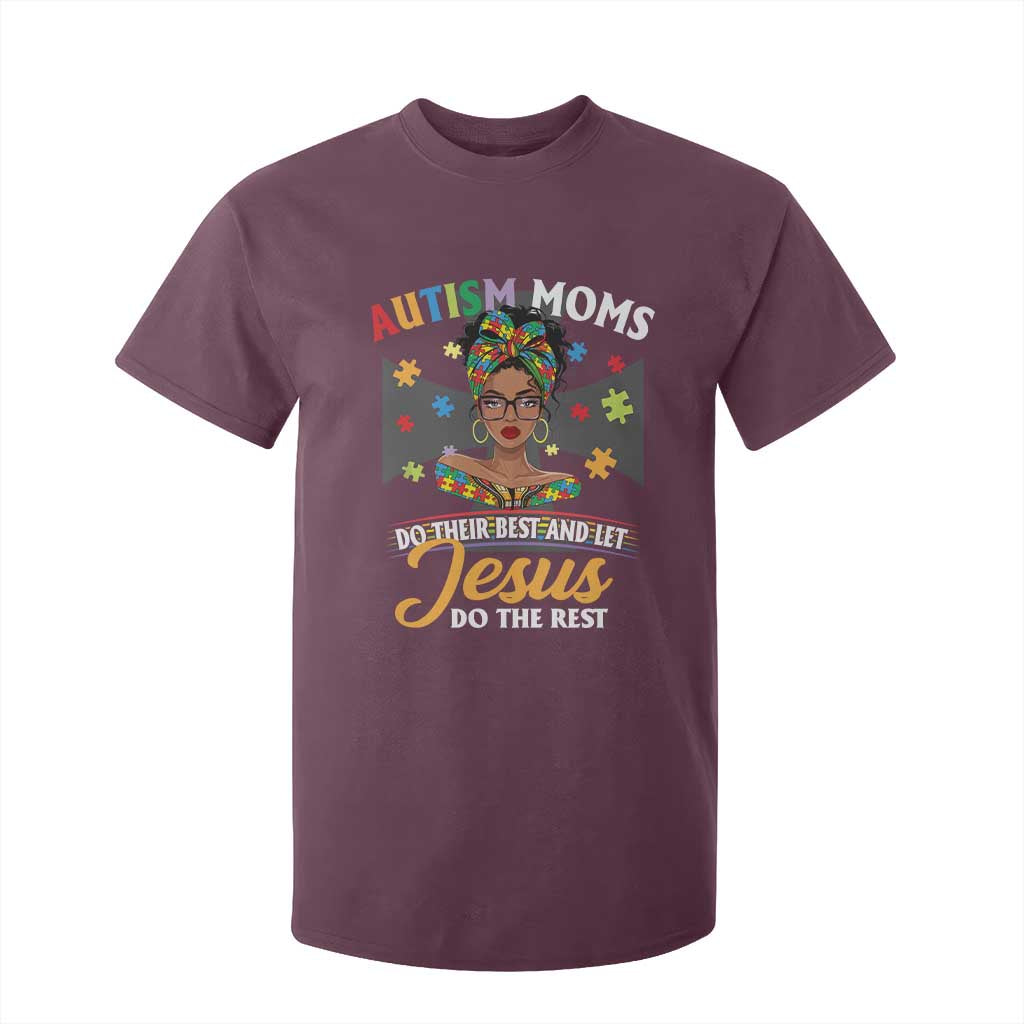 Afro Autism Mom T Shirt For Kid African American Autistic Black Mama Religious Cross