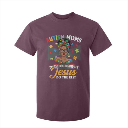 Afro Autism Mom T Shirt For Kid African American Autistic Black Mama Religious Cross
