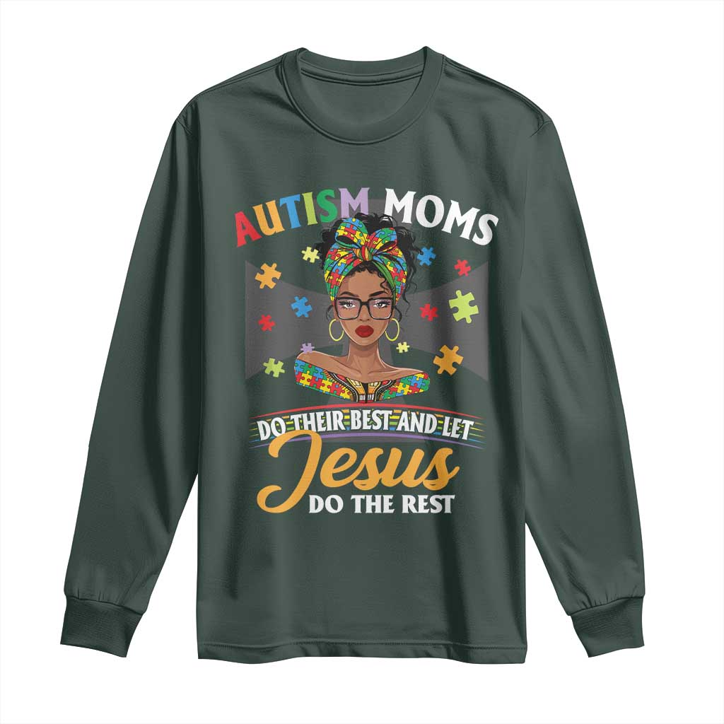 Afro Autism Mom Long Sleeve Shirt African American Autistic Black Mama Religious Cross