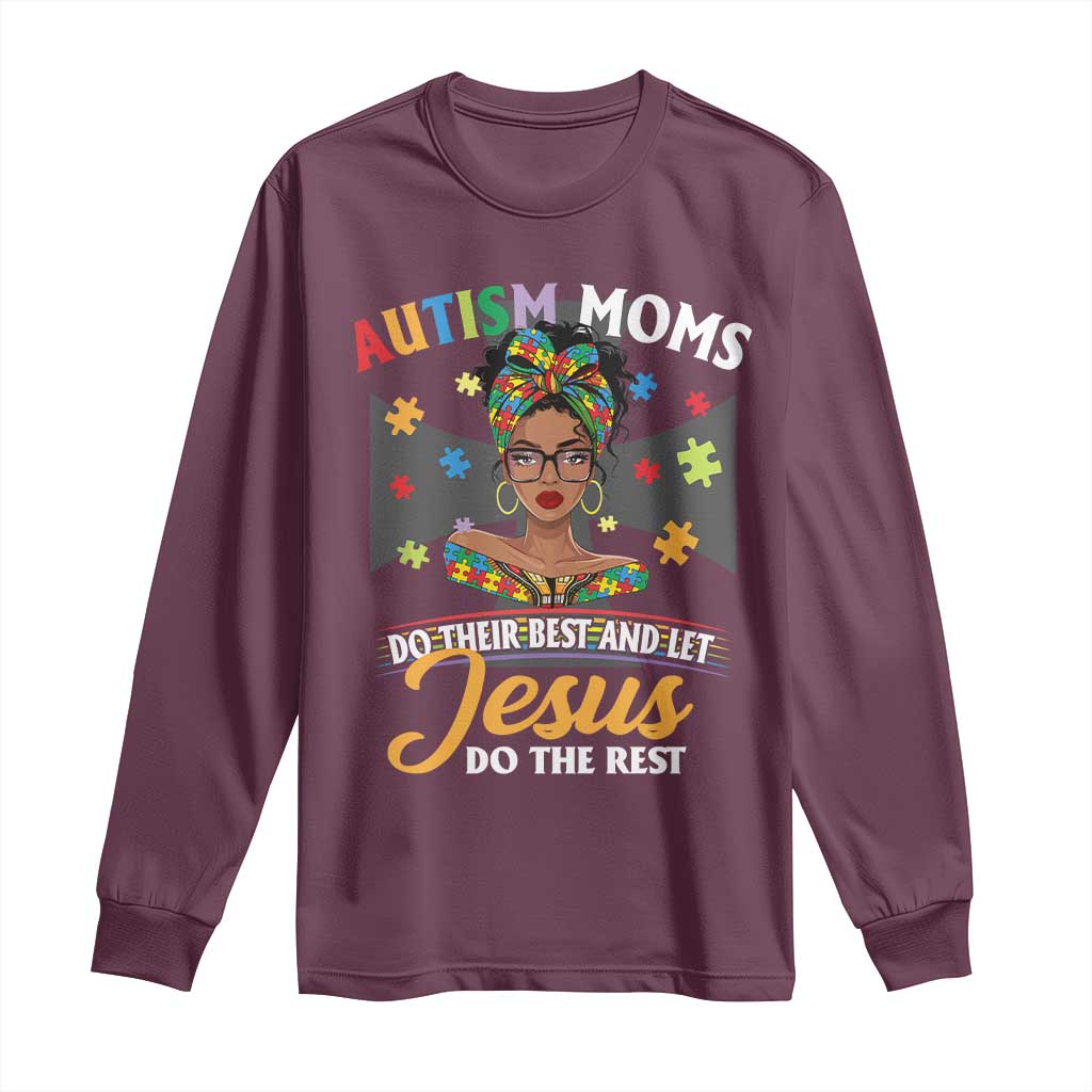 Afro Autism Mom Long Sleeve Shirt African American Autistic Black Mama Religious Cross