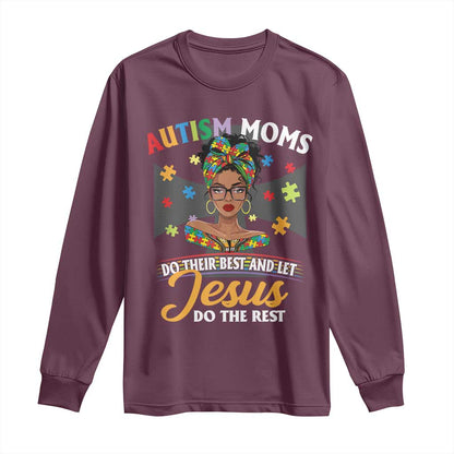 Afro Autism Mom Long Sleeve Shirt African American Autistic Black Mama Religious Cross