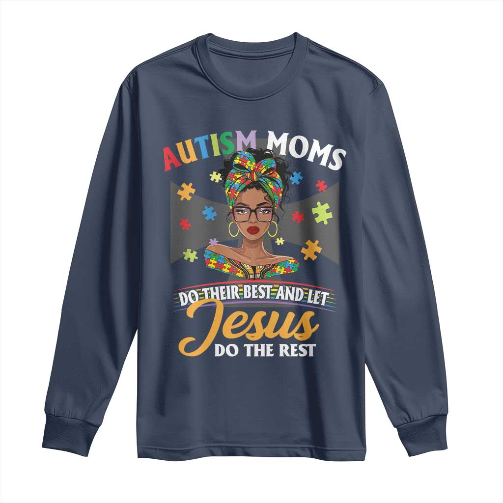 Afro Autism Mom Long Sleeve Shirt African American Autistic Black Mama Religious Cross