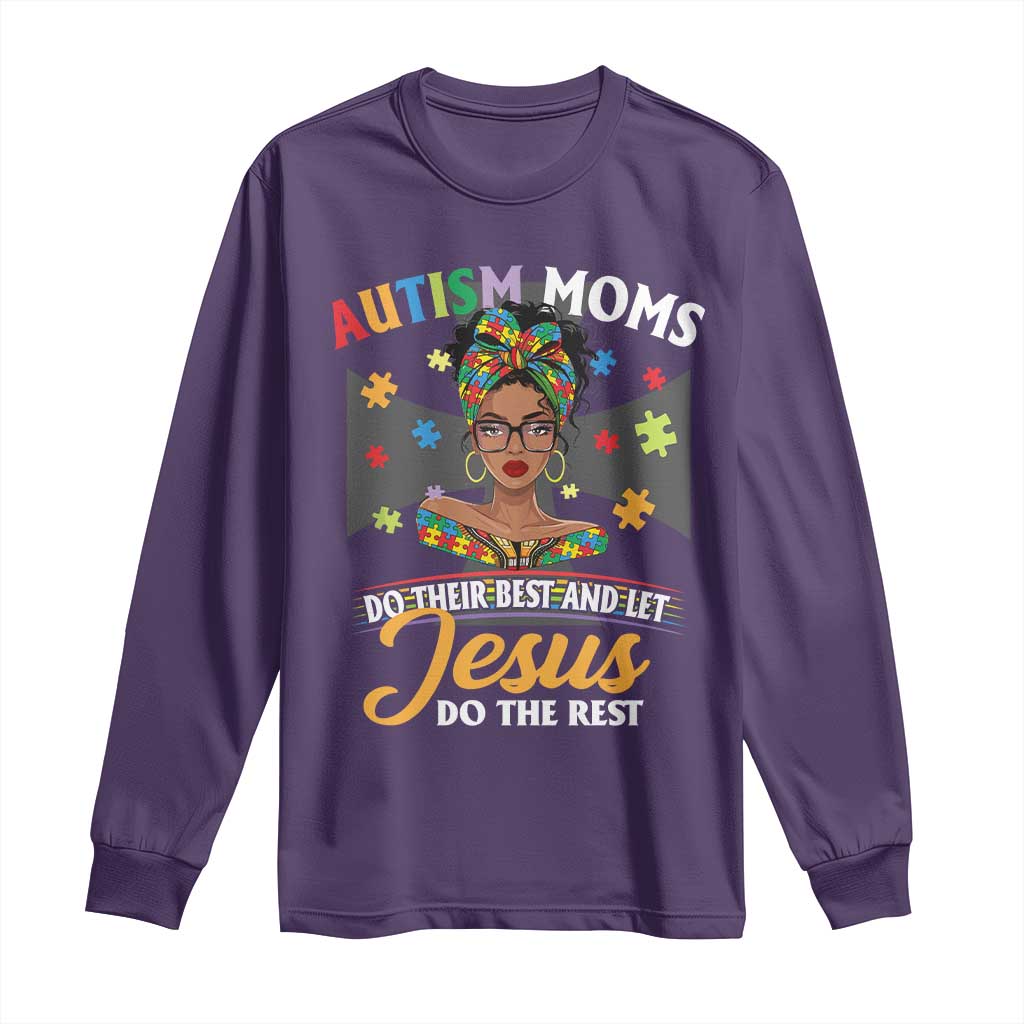 Afro Autism Mom Long Sleeve Shirt African American Autistic Black Mama Religious Cross