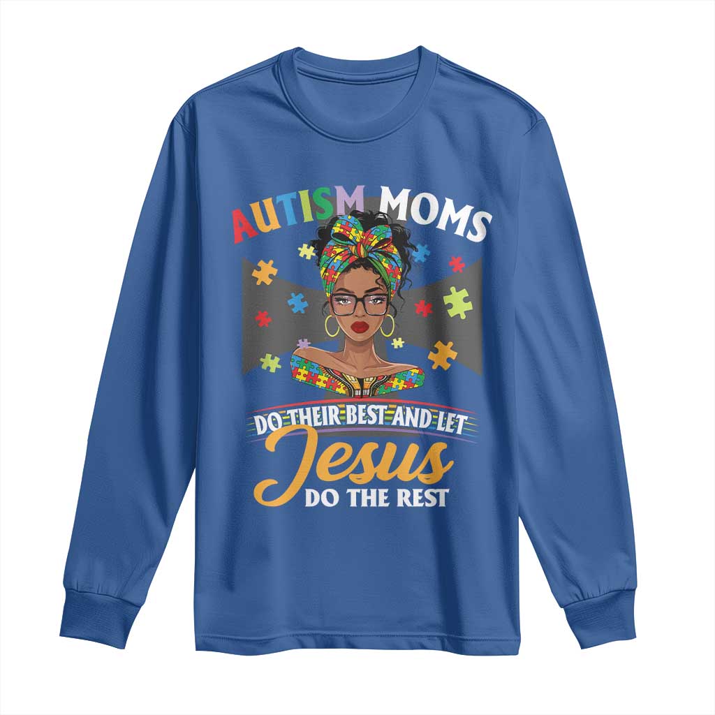Afro Autism Mom Long Sleeve Shirt African American Autistic Black Mama Religious Cross