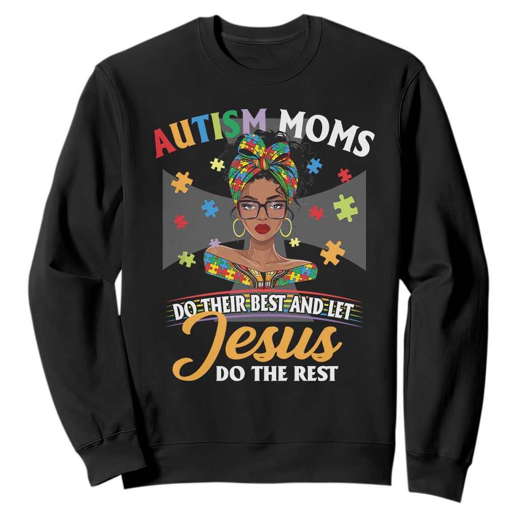 Afro Autism Mom Sweatshirt African American Autistic Black Mama Religious Cross