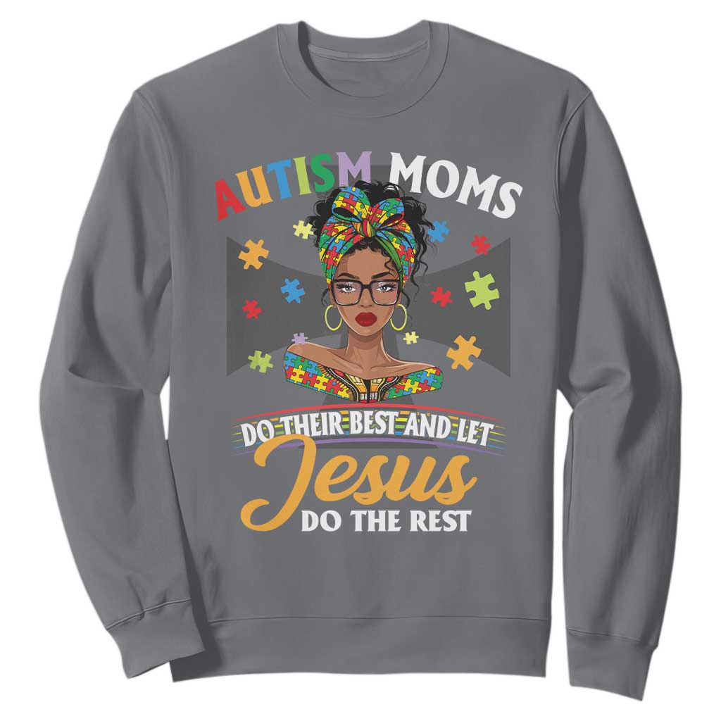 Afro Autism Mom Sweatshirt African American Autistic Black Mama Religious Cross