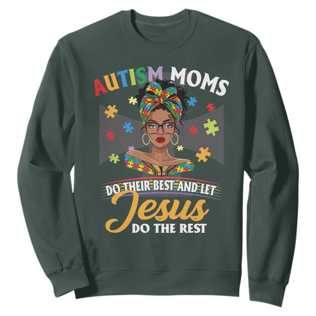 Afro Autism Mom Sweatshirt African American Autistic Black Mama Religious Cross
