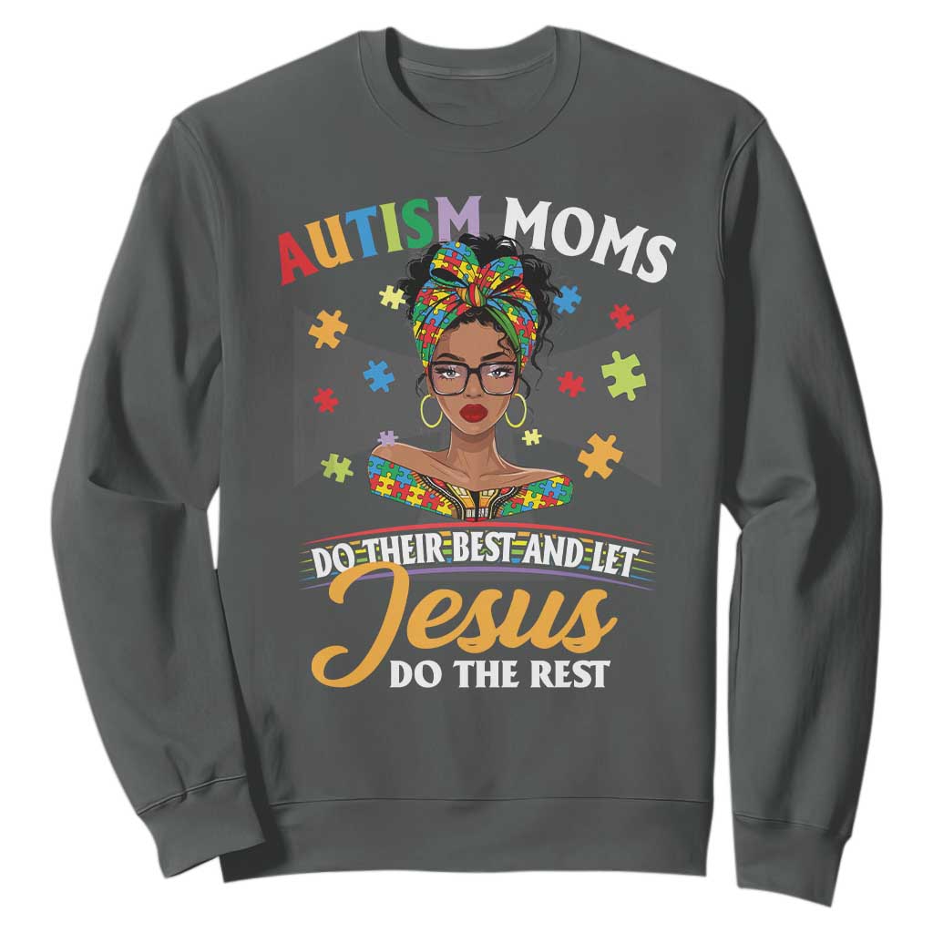 Afro Autism Mom Sweatshirt African American Autistic Black Mama Religious Cross