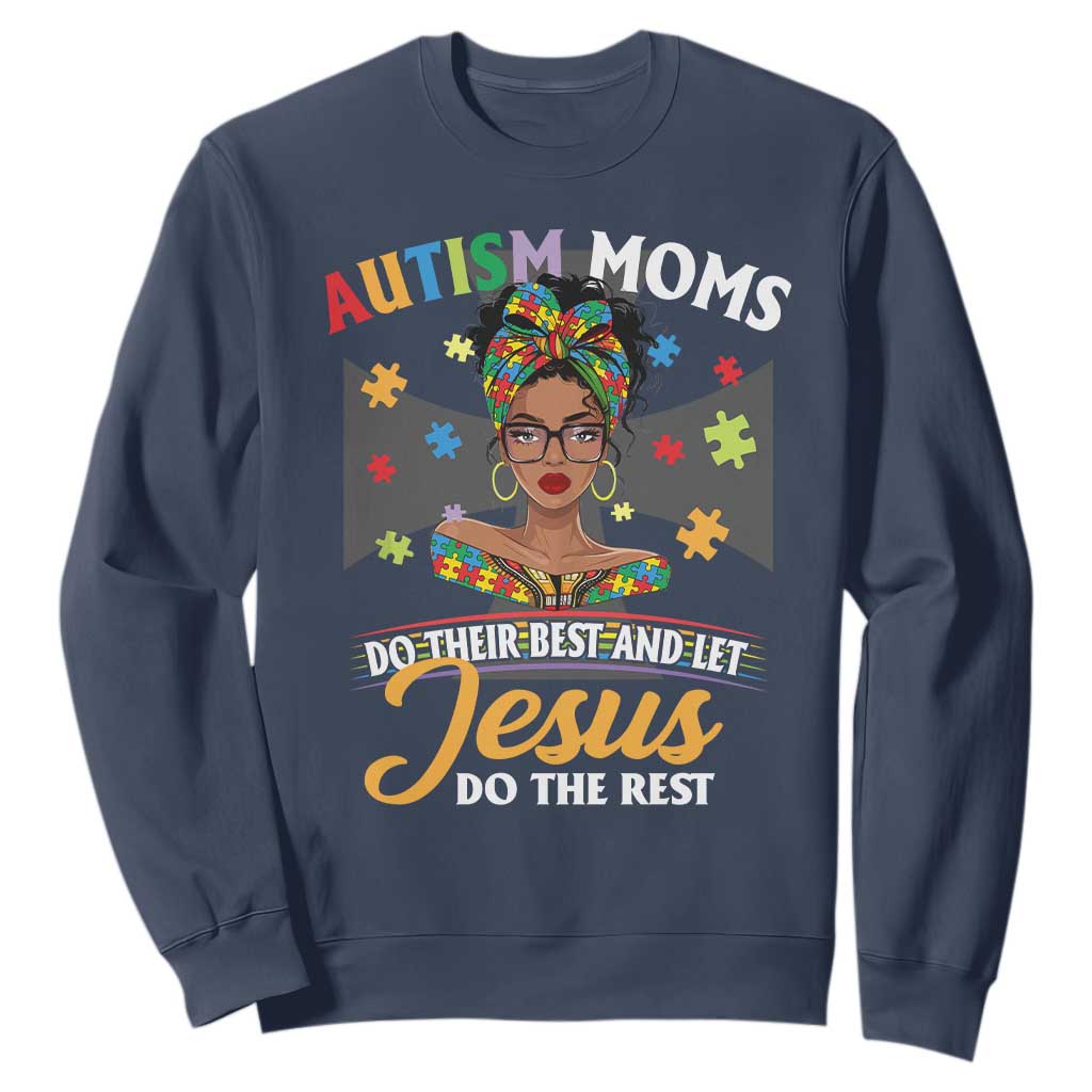 Afro Autism Mom Sweatshirt African American Autistic Black Mama Religious Cross