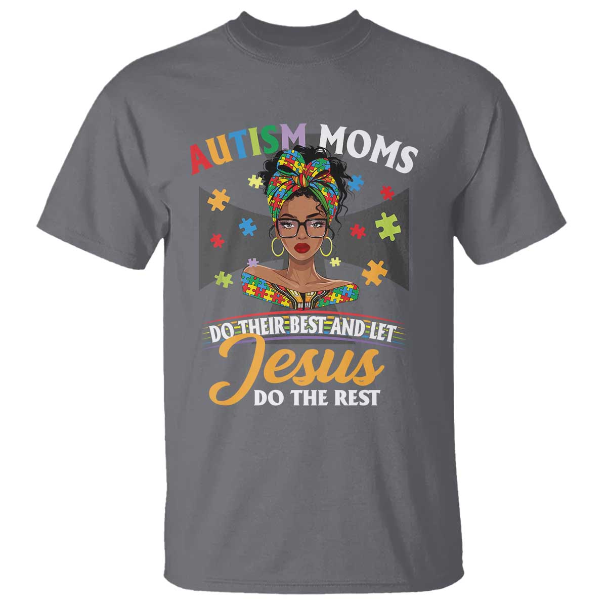 Afro Autism Mom T Shirt African American Autistic Black Mama Religious Cross