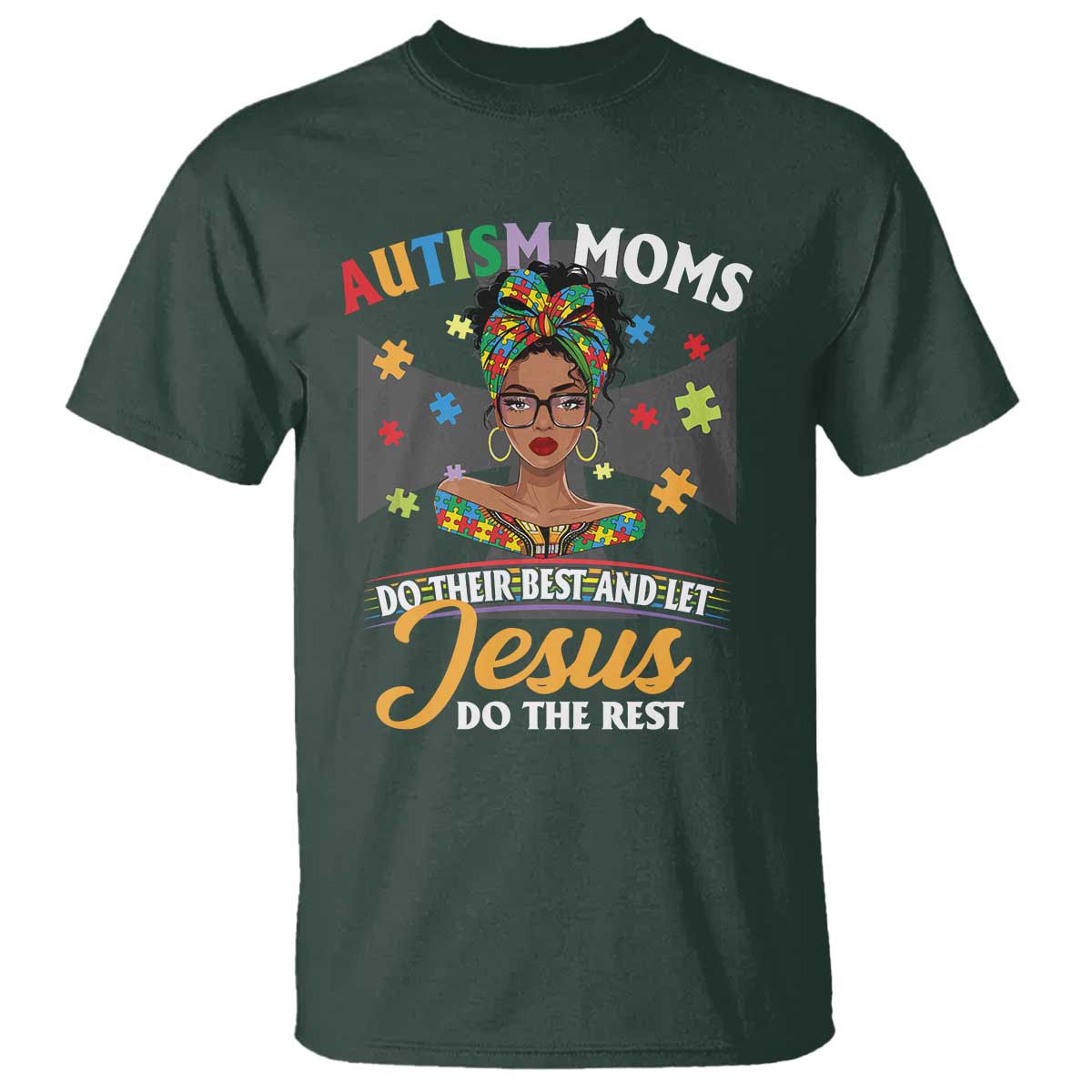 Afro Autism Mom T Shirt African American Autistic Black Mama Religious Cross