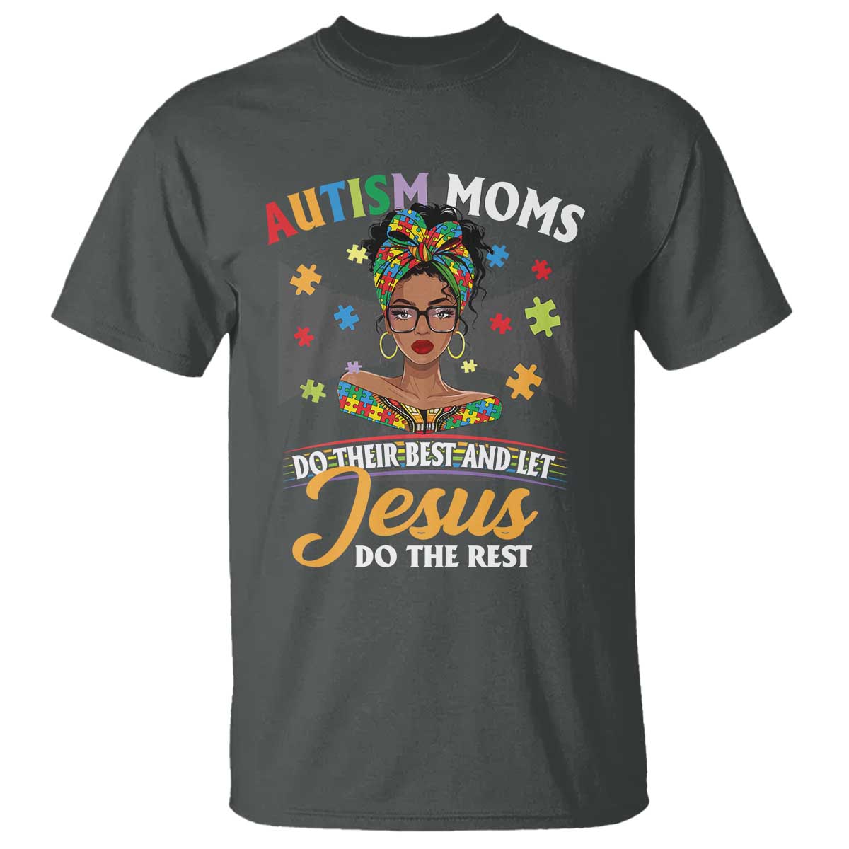 Afro Autism Mom T Shirt African American Autistic Black Mama Religious Cross