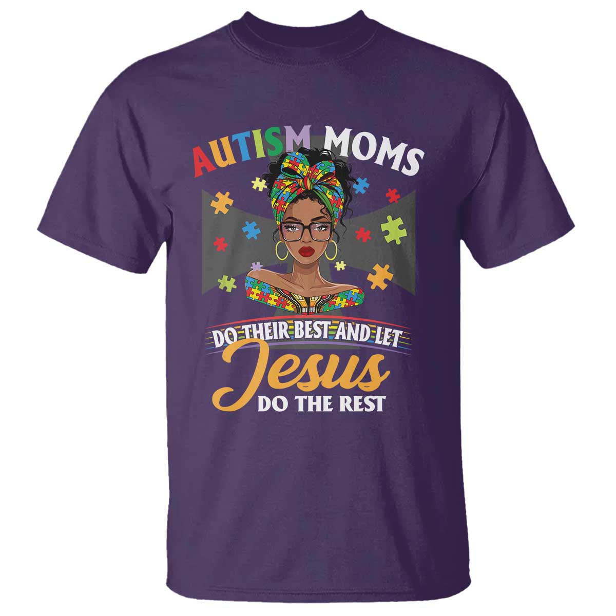 Afro Autism Mom T Shirt African American Autistic Black Mama Religious Cross