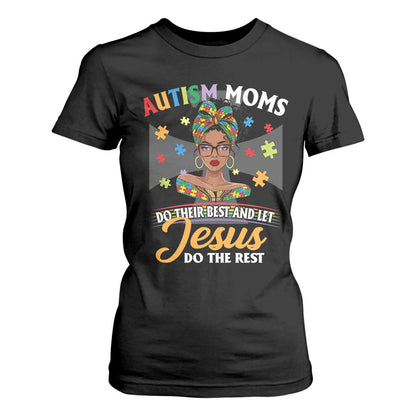 Afro Autism Mom T Shirt For Women African American Autistic Black Mama Religious Cross