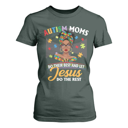 Afro Autism Mom T Shirt For Women African American Autistic Black Mama Religious Cross