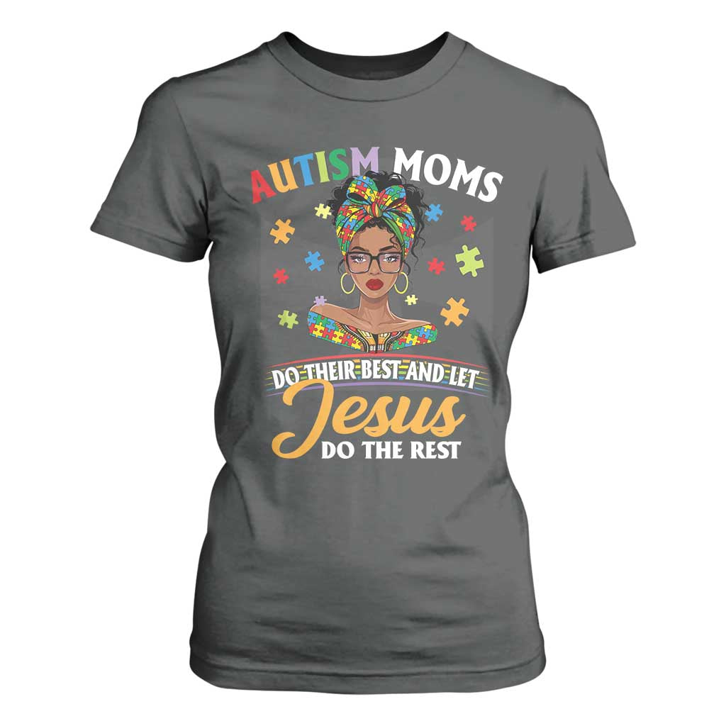 Afro Autism Mom T Shirt For Women African American Autistic Black Mama Religious Cross