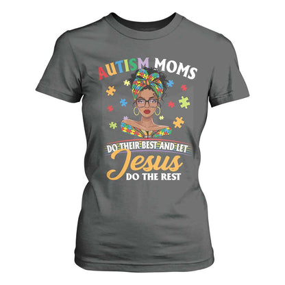 Afro Autism Mom T Shirt For Women African American Autistic Black Mama Religious Cross