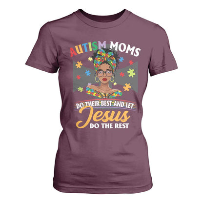 Afro Autism Mom T Shirt For Women African American Autistic Black Mama Religious Cross