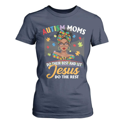 Afro Autism Mom T Shirt For Women African American Autistic Black Mama Religious Cross