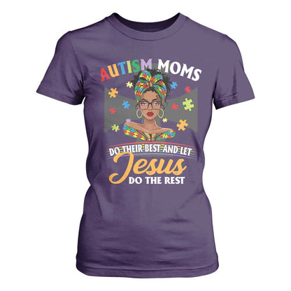 Afro Autism Mom T Shirt For Women African American Autistic Black Mama Religious Cross