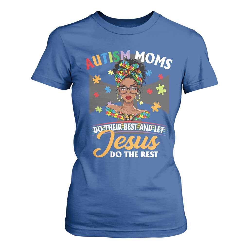 Afro Autism Mom T Shirt For Women African American Autistic Black Mama Religious Cross