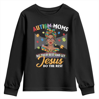 Afro Autism Mom Youth Sweatshirt African American Autistic Black Mama Religious Cross